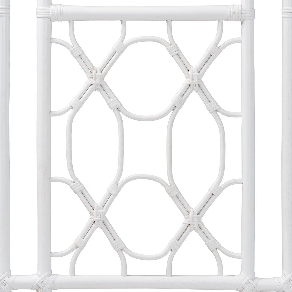 Sampson Bohemian White Rattan Queen Size Standalone Headboard
