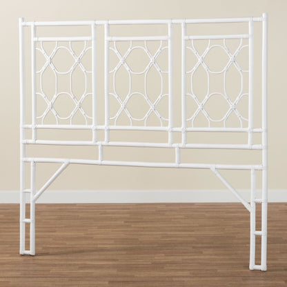 Sampson Bohemian White Rattan Queen Size Standalone Headboard