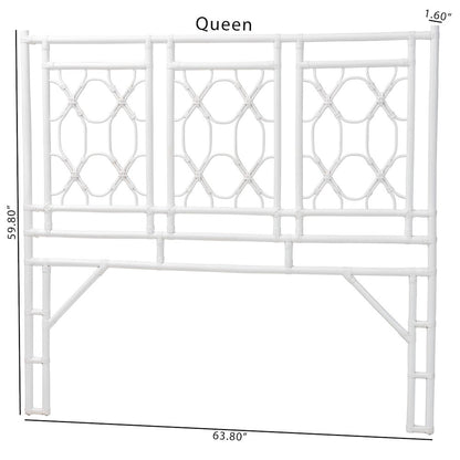 Sampson Bohemian White Rattan Queen Size Standalone Headboard