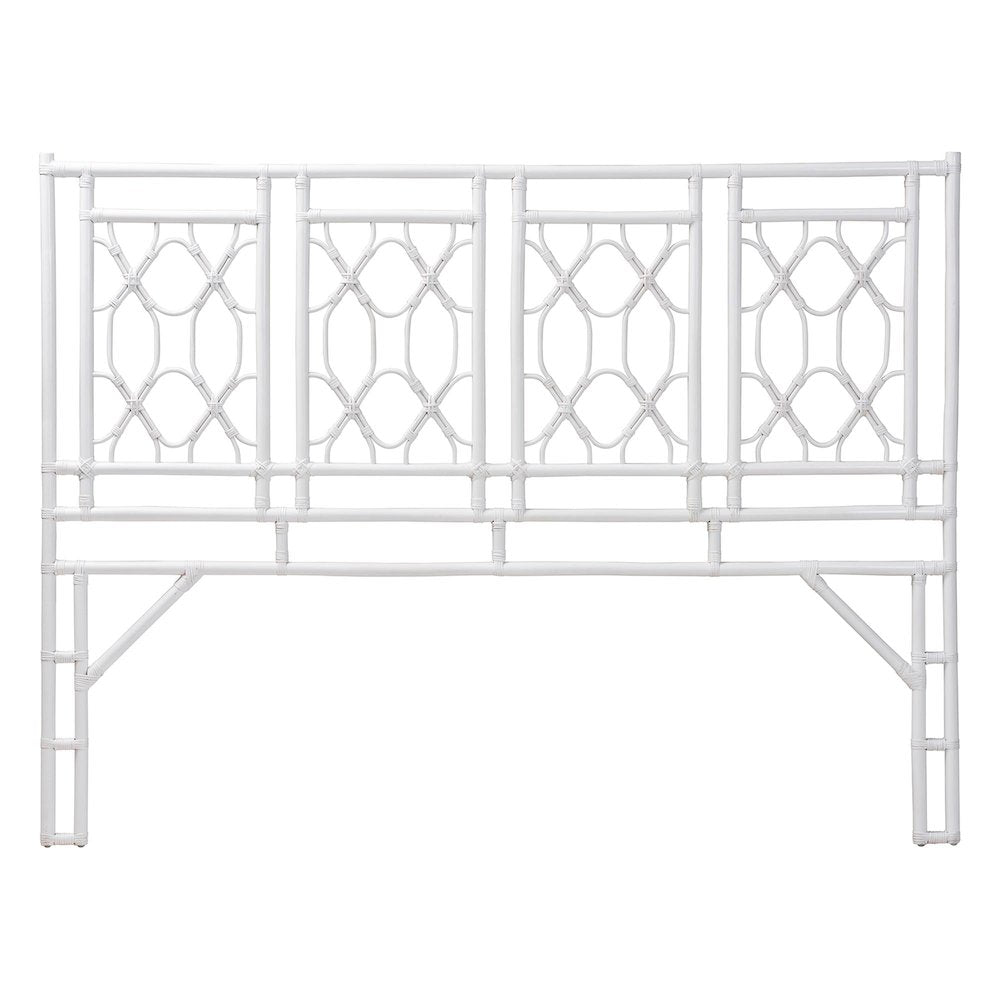 Sampson Bohemian White Rattan King Size Standalone Headboard