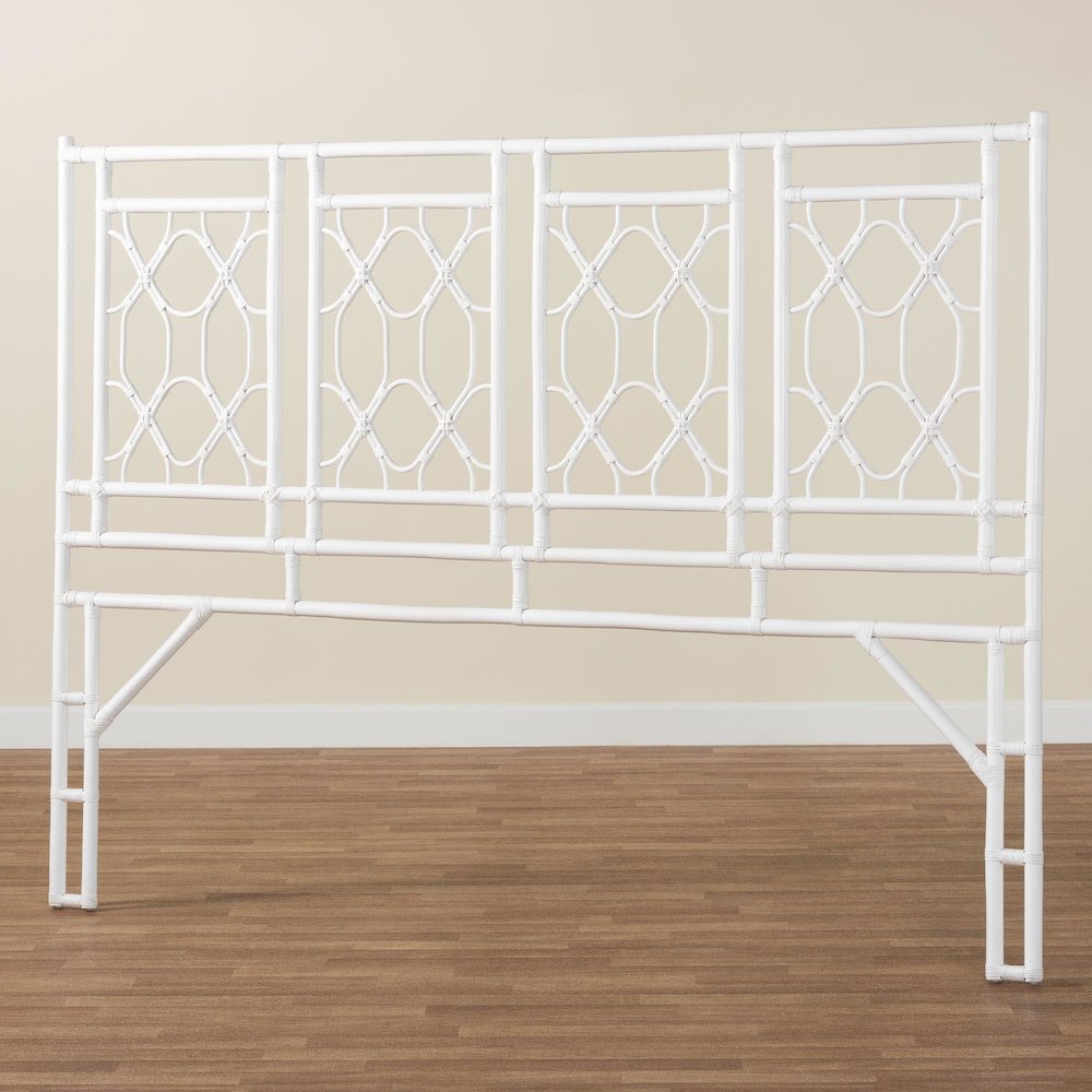 Sampson Bohemian White Rattan King Size Standalone Headboard