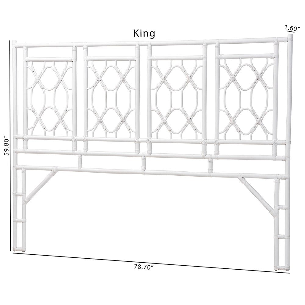 Sampson Bohemian White Rattan King Size Standalone Headboard