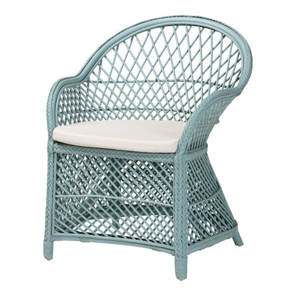 Casilda Bohemian Light Blue Braided Rattan Arm Chair