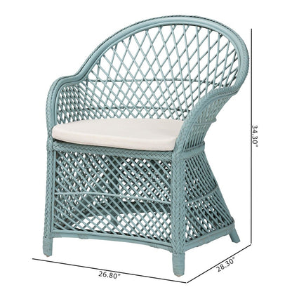 Casilda Bohemian Light Blue Braided Rattan Arm Chair