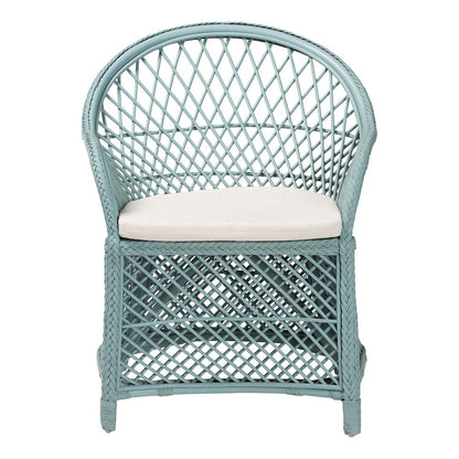 Casilda Bohemian Light Blue Braided Rattan Arm Chair
