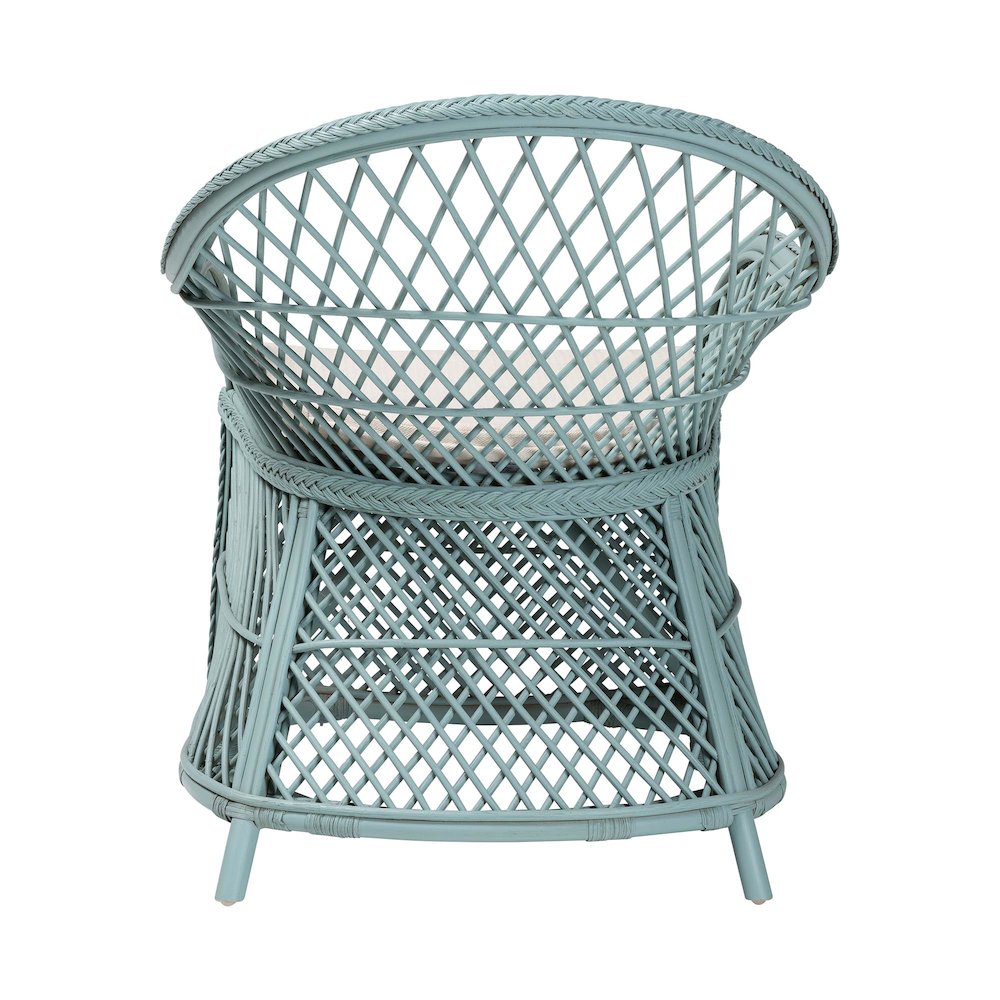 Casilda Bohemian Light Blue Braided Rattan Arm Chair