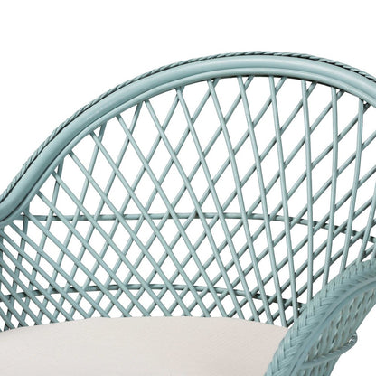 Casilda Bohemian Light Blue Braided Rattan Arm Chair