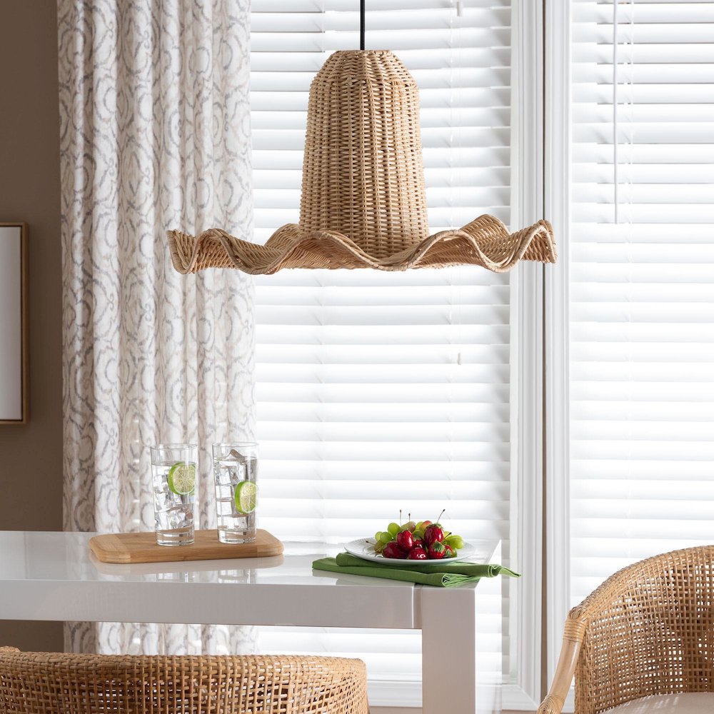 Lavada Bohemian Natural Scalloped Rattan Pendant Lampshade