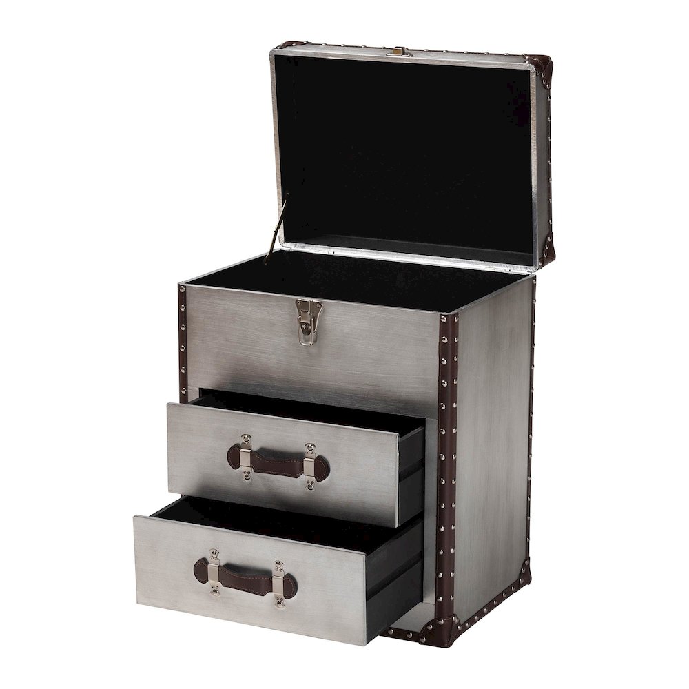 Calidore Vintage Silver Metal 2-Drawer End Table
