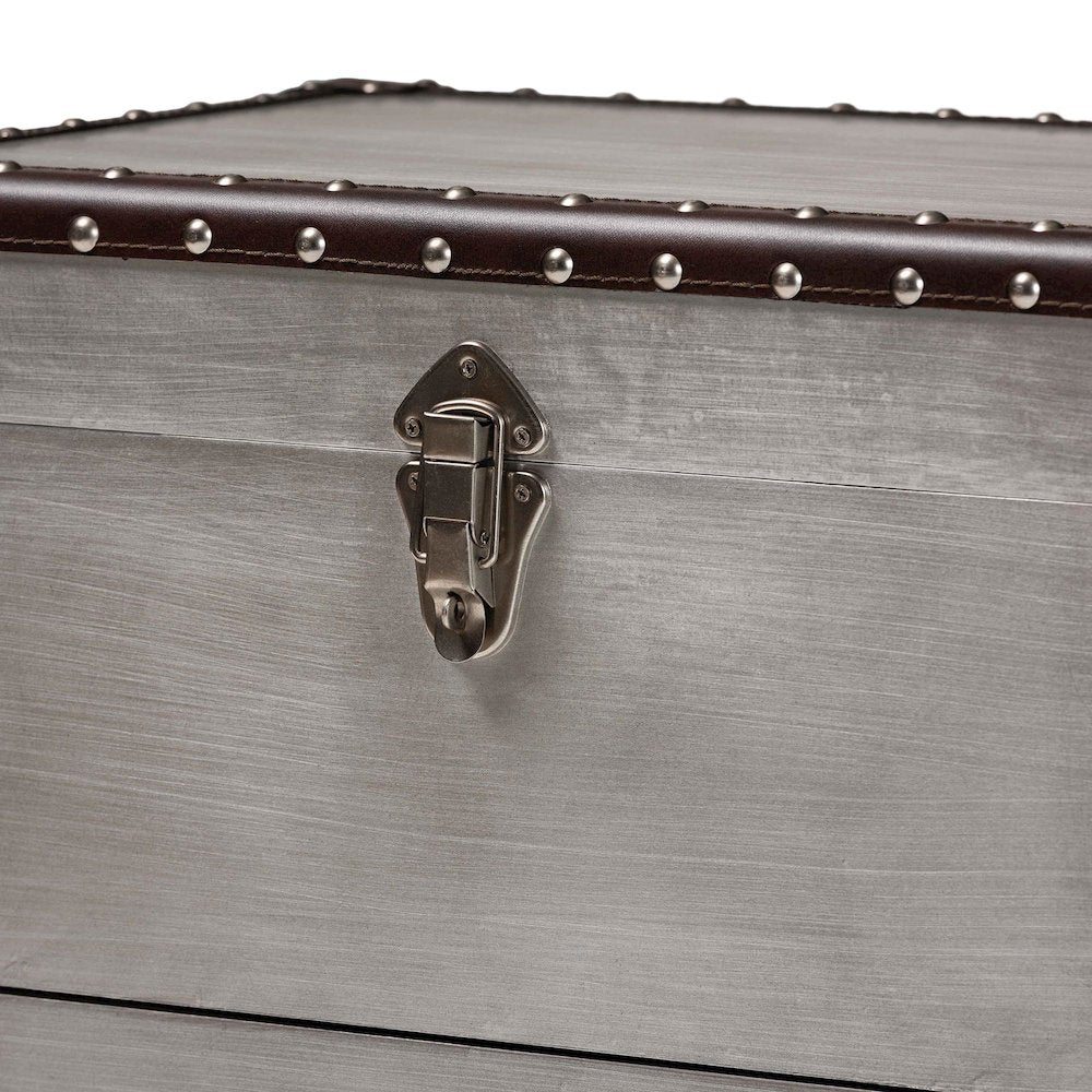 Calidore Vintage Silver Metal 2-Drawer End Table