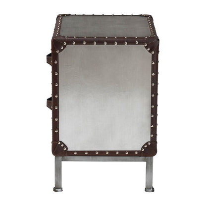 Jacey Vintage Silver Metal 2-Drawer End Table