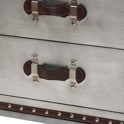 Jacey Vintage Silver Metal 2-Drawer End Table