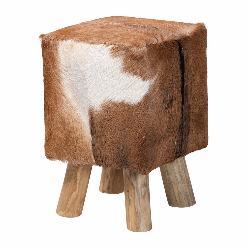 Scotlyn Genuine Goat Leather Footstool