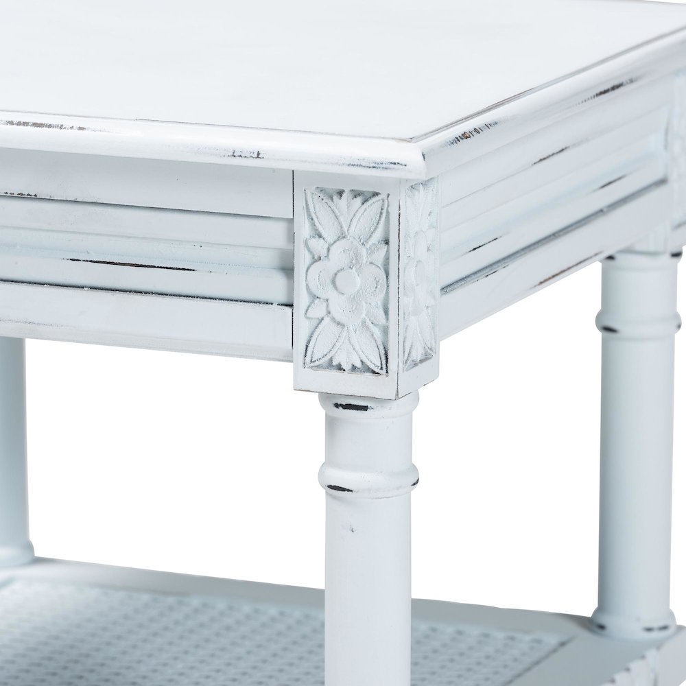 Jeanne Vintage Traditional White Wood End Table