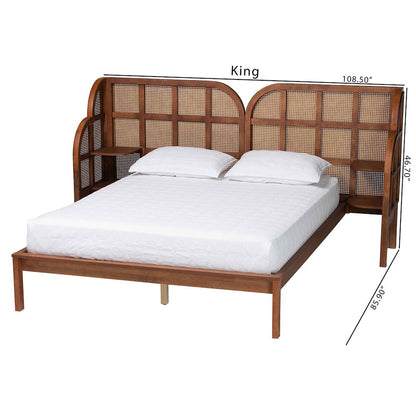 Cascadia Mid-Century Modern Walnut Brown Wood Queen Size Wingback Platform Bed