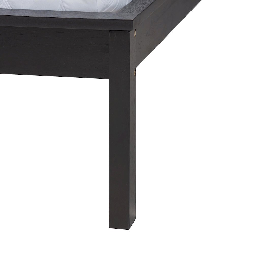Cascadia Mid-Century Modern Ebony Black Wood Queen Size Wingback Platform Bed