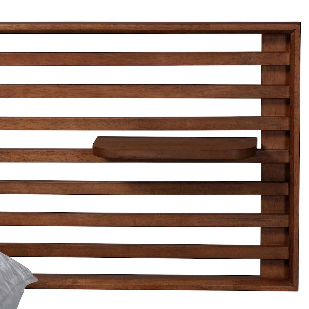 Elvina Mid-Century Transitional Ash Walnut Wood Queen Size Platform Bed