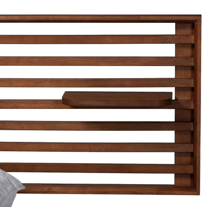 Elvina Mid-Century Transitional Ash Walnut Wood Queen Size Platform Bed