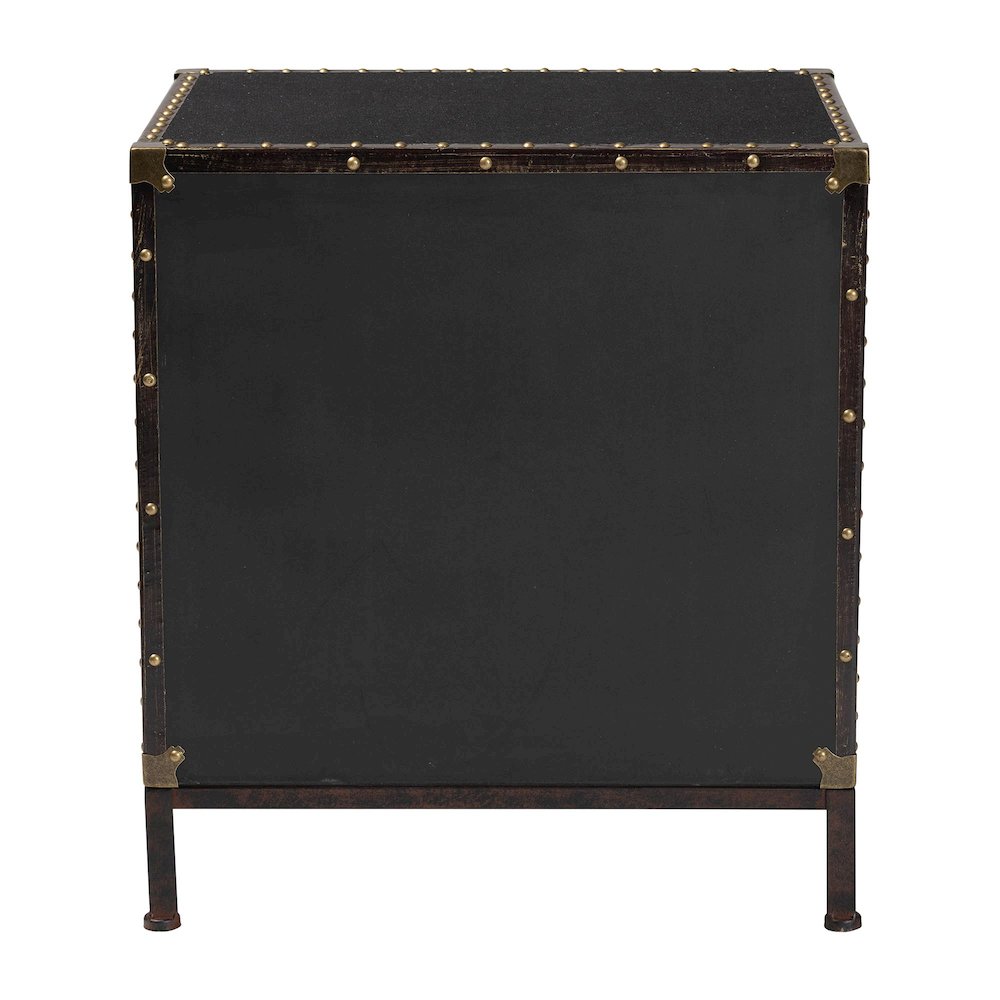 Laura Vintage Black Canvas 2-Drawer End Table Trunk