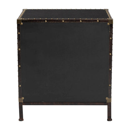 Laura Vintage Black Canvas 2-Drawer End Table Trunk