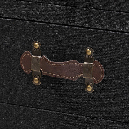 Laura Vintage Black Canvas 2-Drawer End Table Trunk