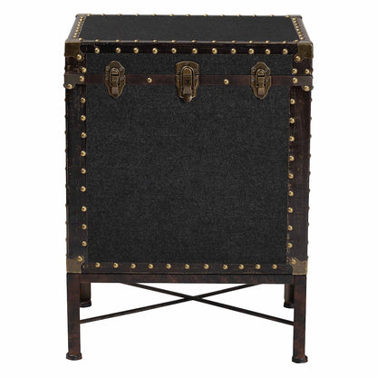 Laura Vintage Black Canvas Lift-Top Trunk End Table