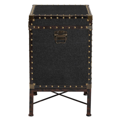 Laura Vintage Black Canvas Lift-Top Trunk End Table