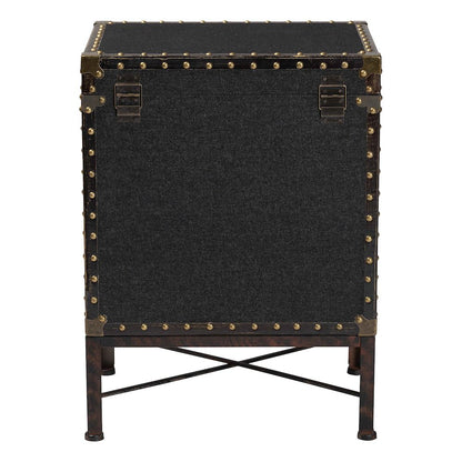 Laura Vintage Black Canvas Lift-Top Trunk End Table