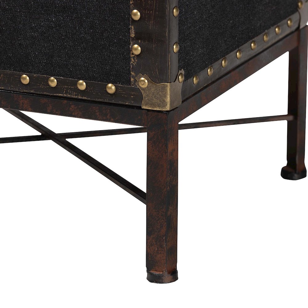 Laura Vintage Black Canvas Lift-Top Trunk End Table