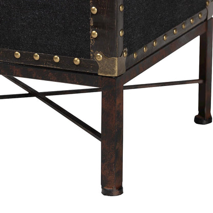 Laura Vintage Black Canvas Lift-Top Trunk End Table