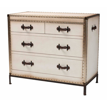 Benton Vintage White Canvas 4-Drawer Storage Cabinet