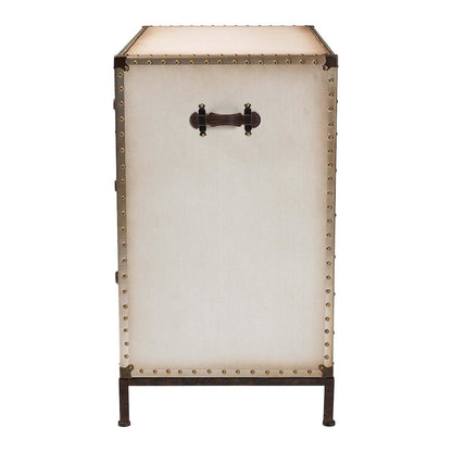 Benton Vintage White Canvas 4-Drawer Storage Cabinet