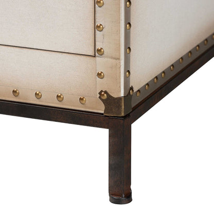 Benton Vintage White Canvas 4-Drawer Storage Cabinet