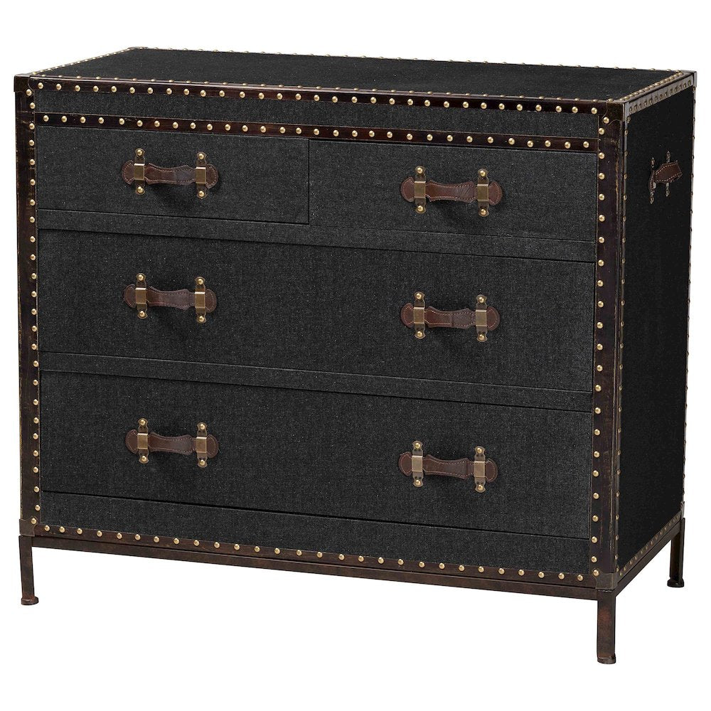 Studio Benton Vintage Black Canvas 4-Drawer Storage Cabinet