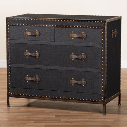 Studio Benton Vintage Black Canvas 4-Drawer Storage Cabinet