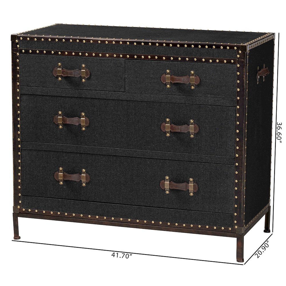 Studio Benton Vintage Black Canvas 4-Drawer Storage Cabinet