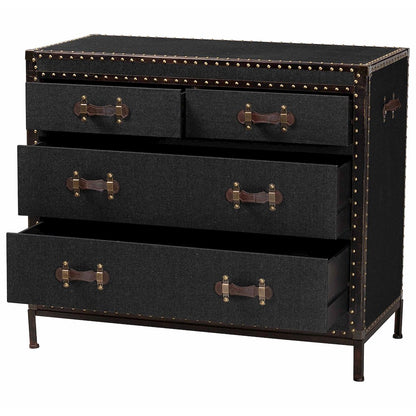 Studio Benton Vintage Black Canvas 4-Drawer Storage Cabinet