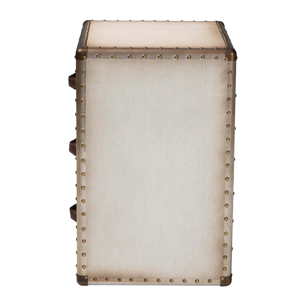 Mallison Vintage White Canvas 3-Drawer End Table