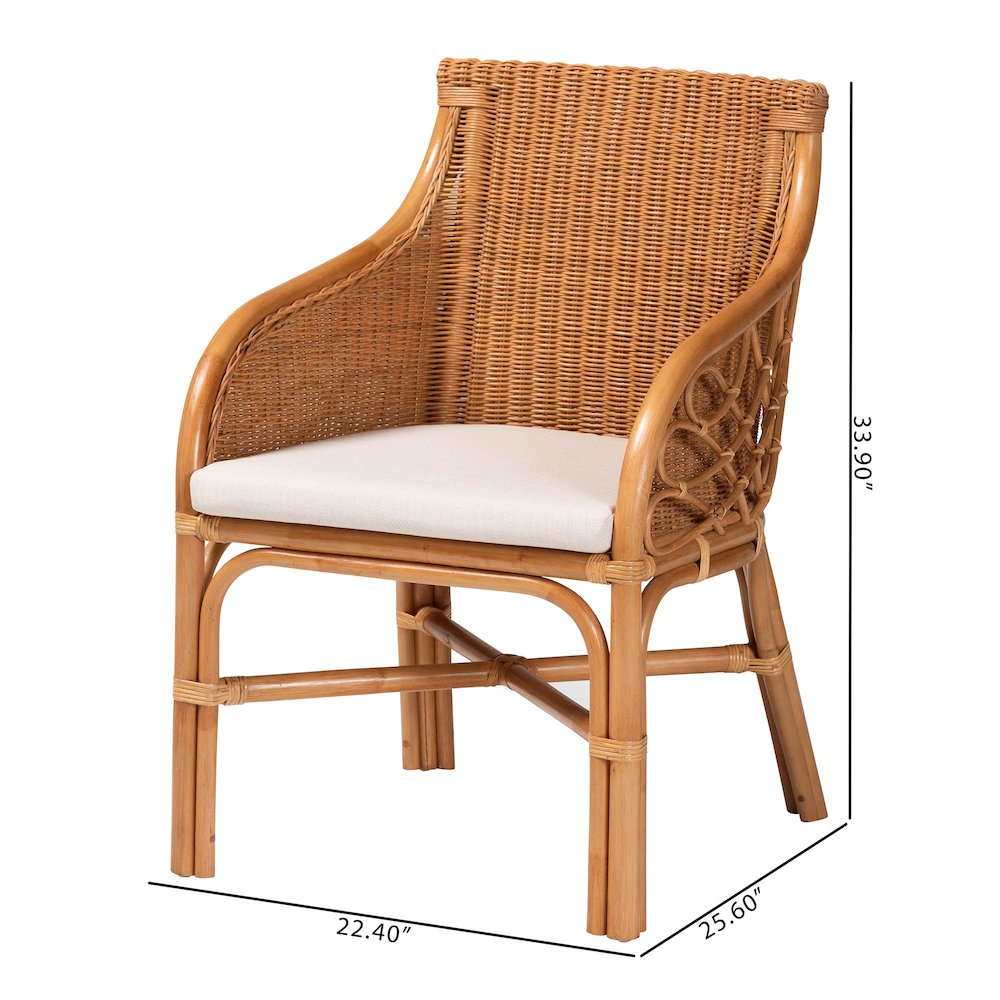 Carolyn Bohemian Light Honey Rattan Dining Chair