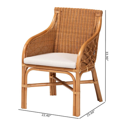 Carolyn Bohemian Light Honey Rattan Dining Chair