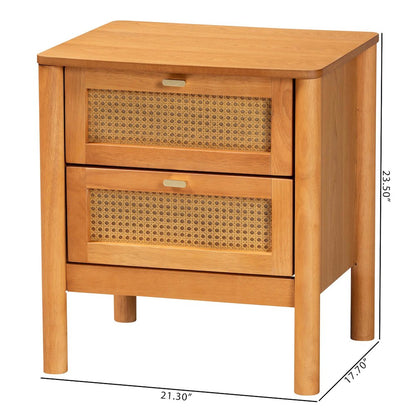 Baxton Studio Jenn Golden Brown Wood Japandi 2-Drawer Nightstand
