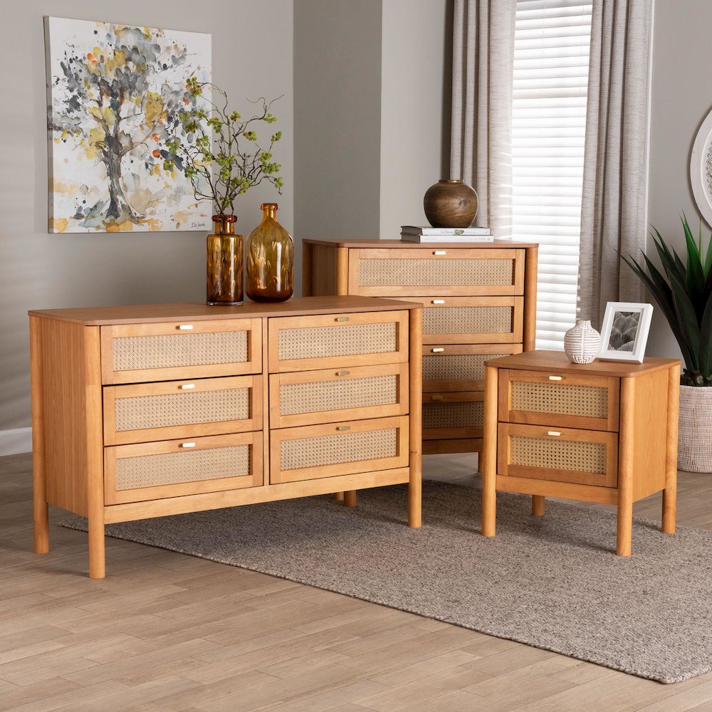 Jenn Golden Brown Wood Japandi 3-Piece Storage Set