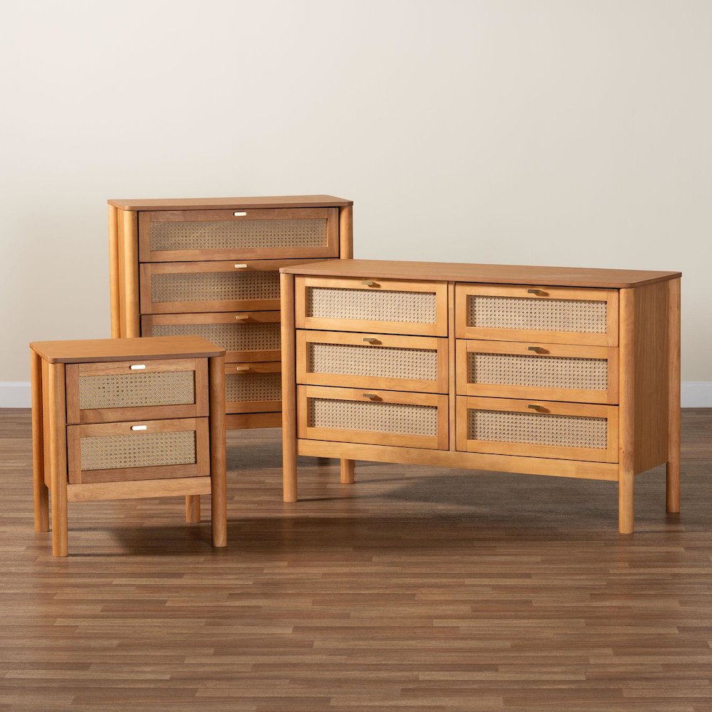 Jenn Golden Brown Wood Japandi 3-Piece Storage Set