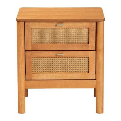 Baxton Studio Jenn Golden Brown Wood Japandi 2-Drawer Nightstand