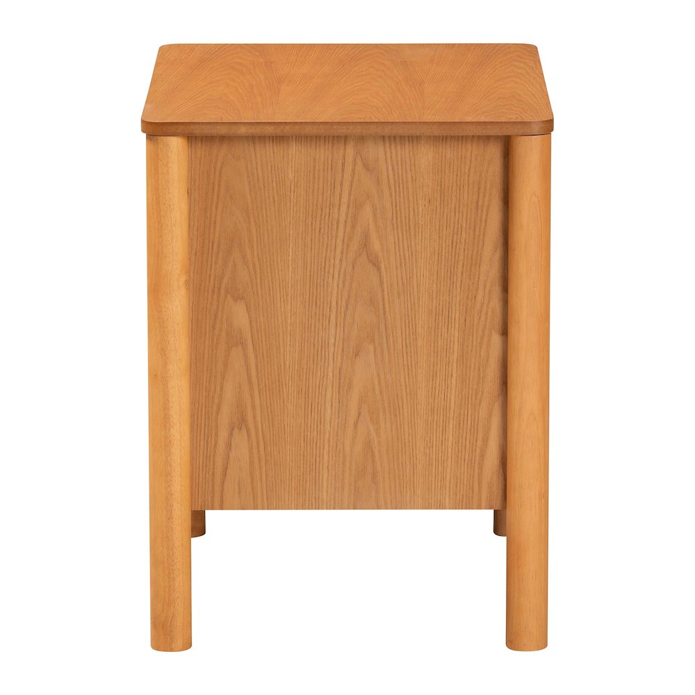 Baxton Studio Jenn Golden Brown Wood Japandi 2-Drawer Nightstand