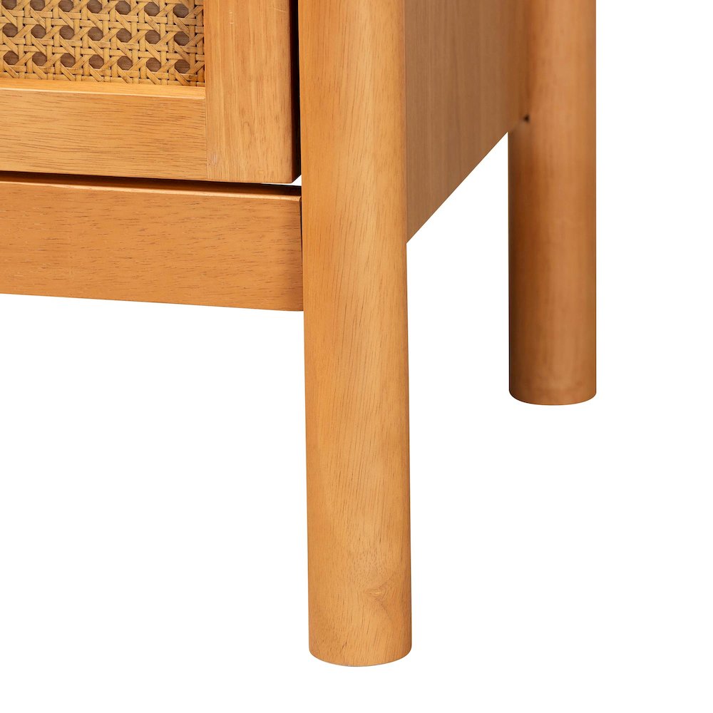 Baxton Studio Jenn Golden Brown Wood Japandi 2-Drawer Nightstand