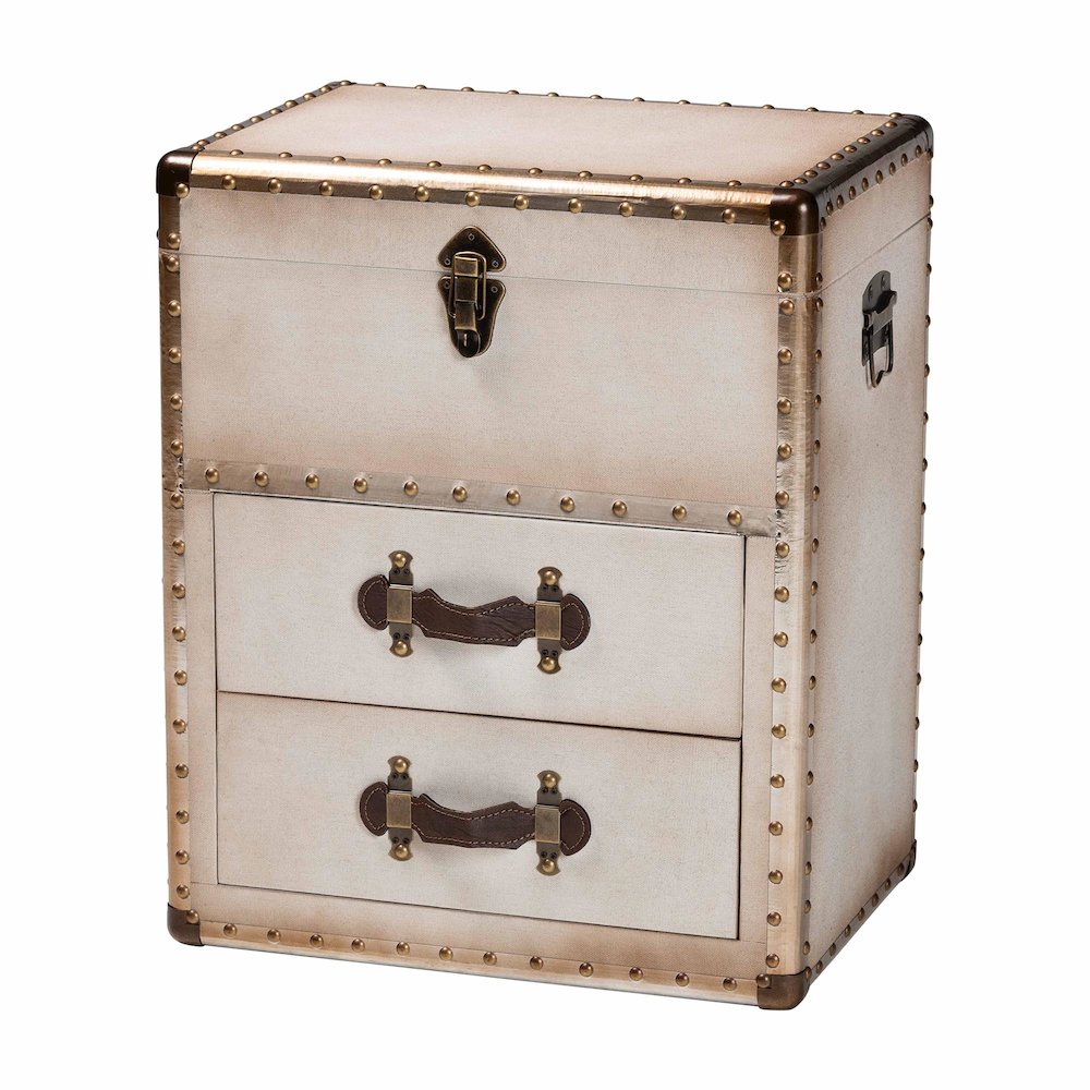 Studio Agatha Vintage Coffee Canvas 2-Drawer Storage Trunk