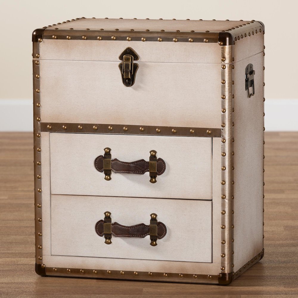 Studio Agatha Vintage Coffee Canvas 2-Drawer Storage Trunk