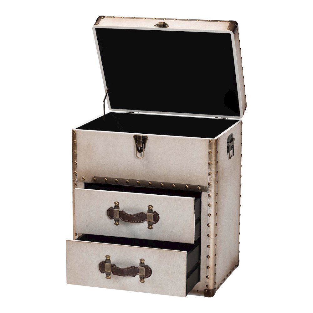 Studio Agatha Vintage Coffee Canvas 2-Drawer Storage Trunk