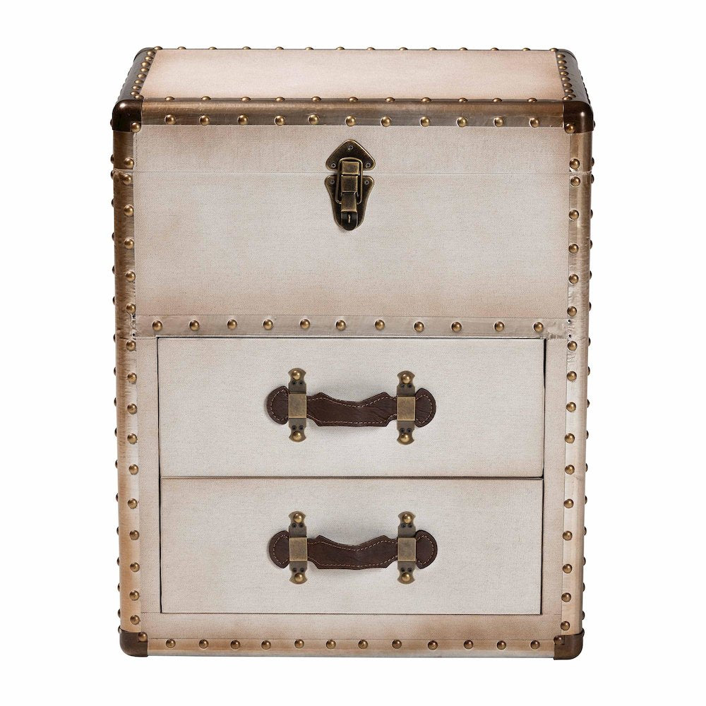 Studio Agatha Vintage Coffee Canvas 2-Drawer Storage Trunk